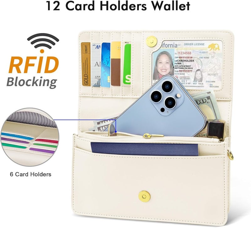Nuoku Crossbody Bag for Women Cellphone Little Purse with Credit Card Slots Lightweight Leather Wristlet Wallet | Cellphone, Little Purse, Lightweight - Image 3